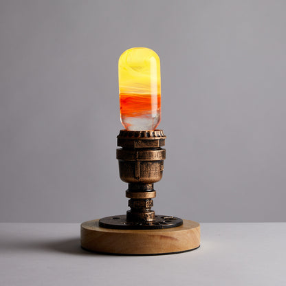 EP LIGHT FLAME LED Bulb Table Lamp, Vintage Style Wooden Table Lamp For Livingroom Bedroom